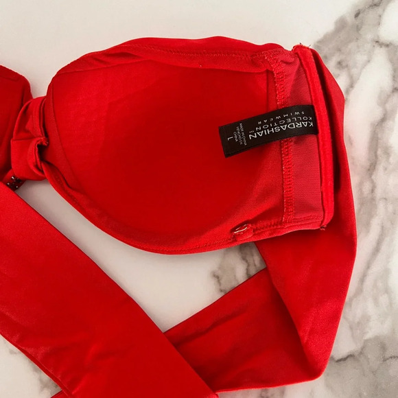 Kardashian Kollection Swimwear size Medium two piece set in red bandeau bikini - Picture 6 of 9